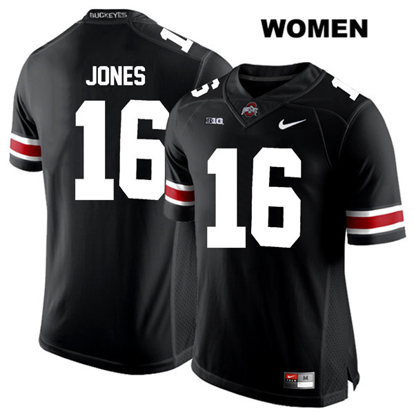 Ohio State Buckeyes Women's Keandre Jones #16 White Number Black Authentic Nike College NCAA Stitched Football Jersey FV19D03ZT